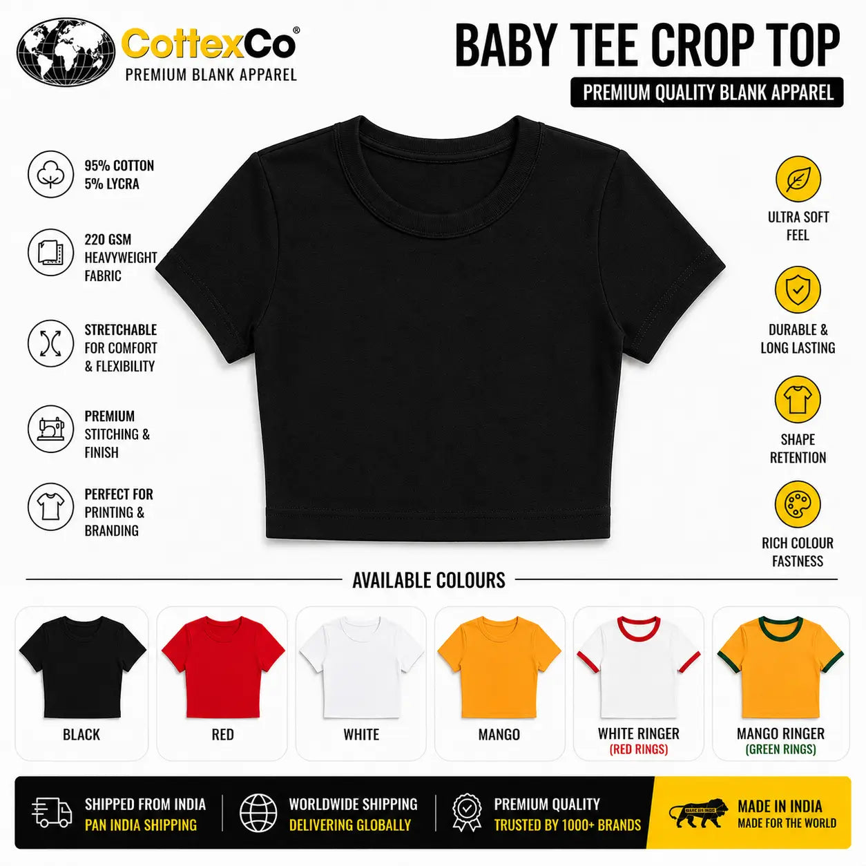 White Baby Tee Crop Top for Women