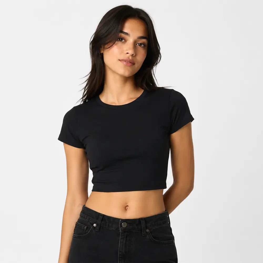 Black Baby Tee Crop Top for Women