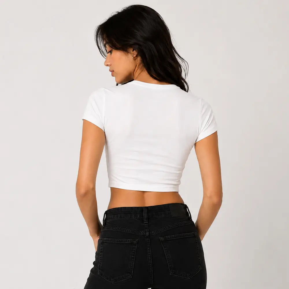 White Baby Tee Crop Top for Women