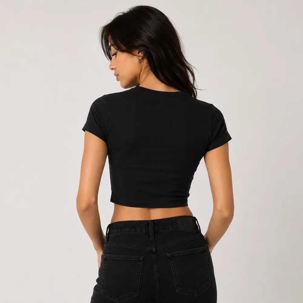 Black Baby Tee Crop Top for Women
