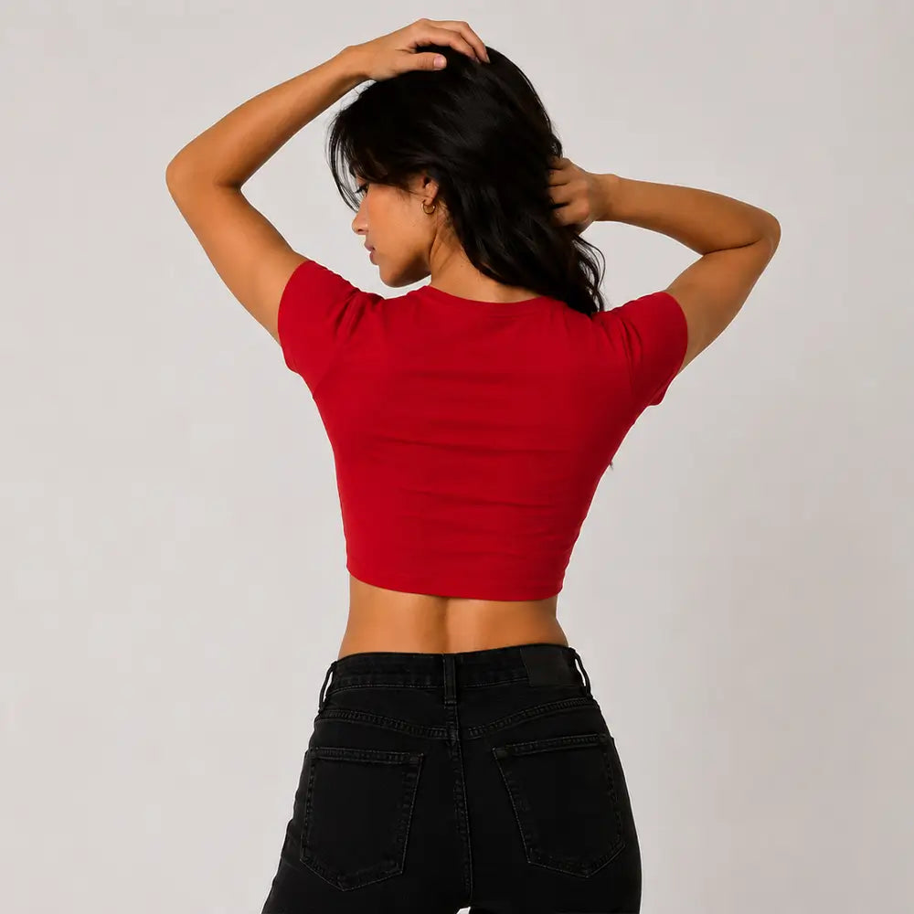 Red Baby Tee Crop Top for Women