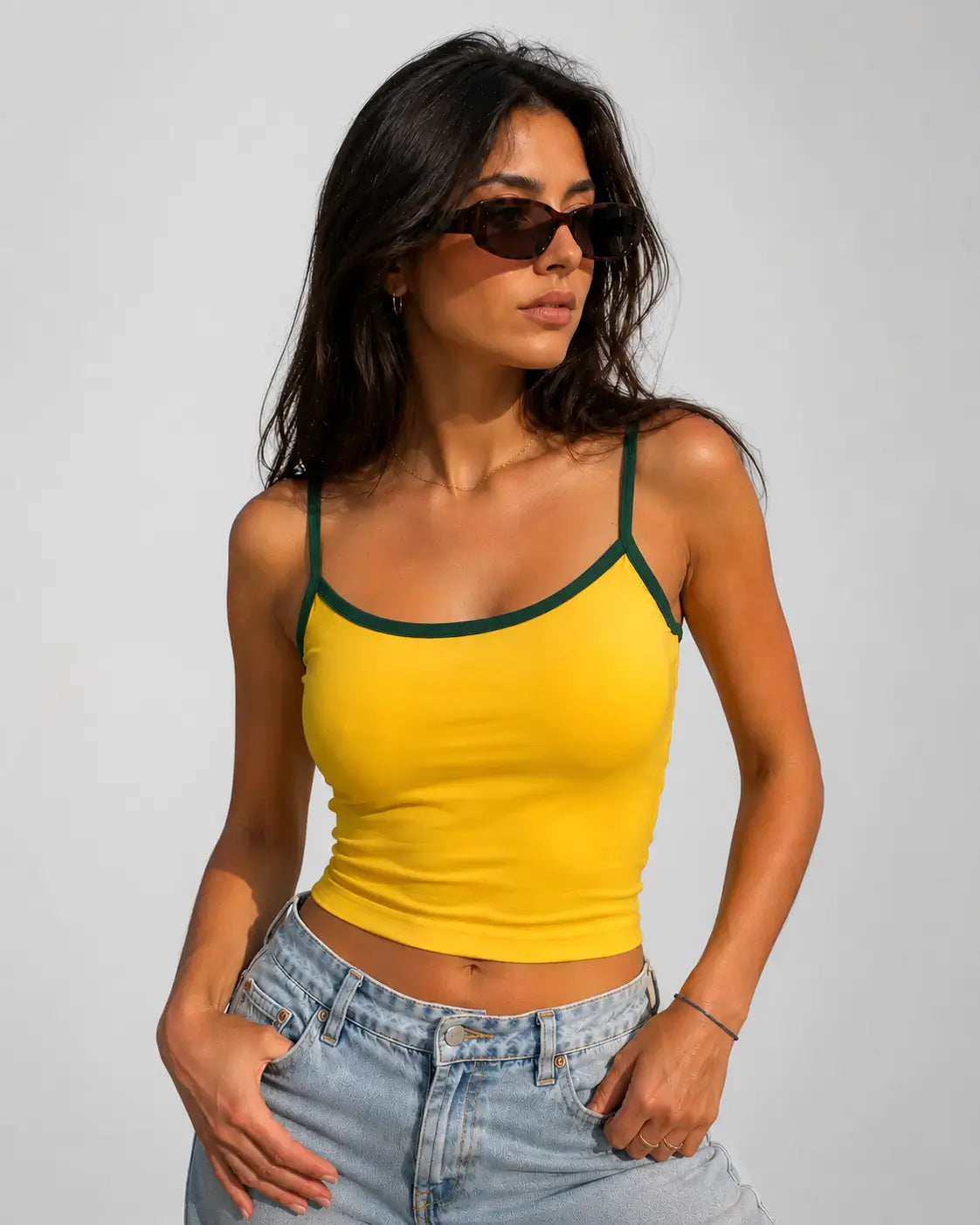 Plain Yellow Cami Top for Clothing Brands | Blank Women's Spaghetti Strap Cami | Cottexco